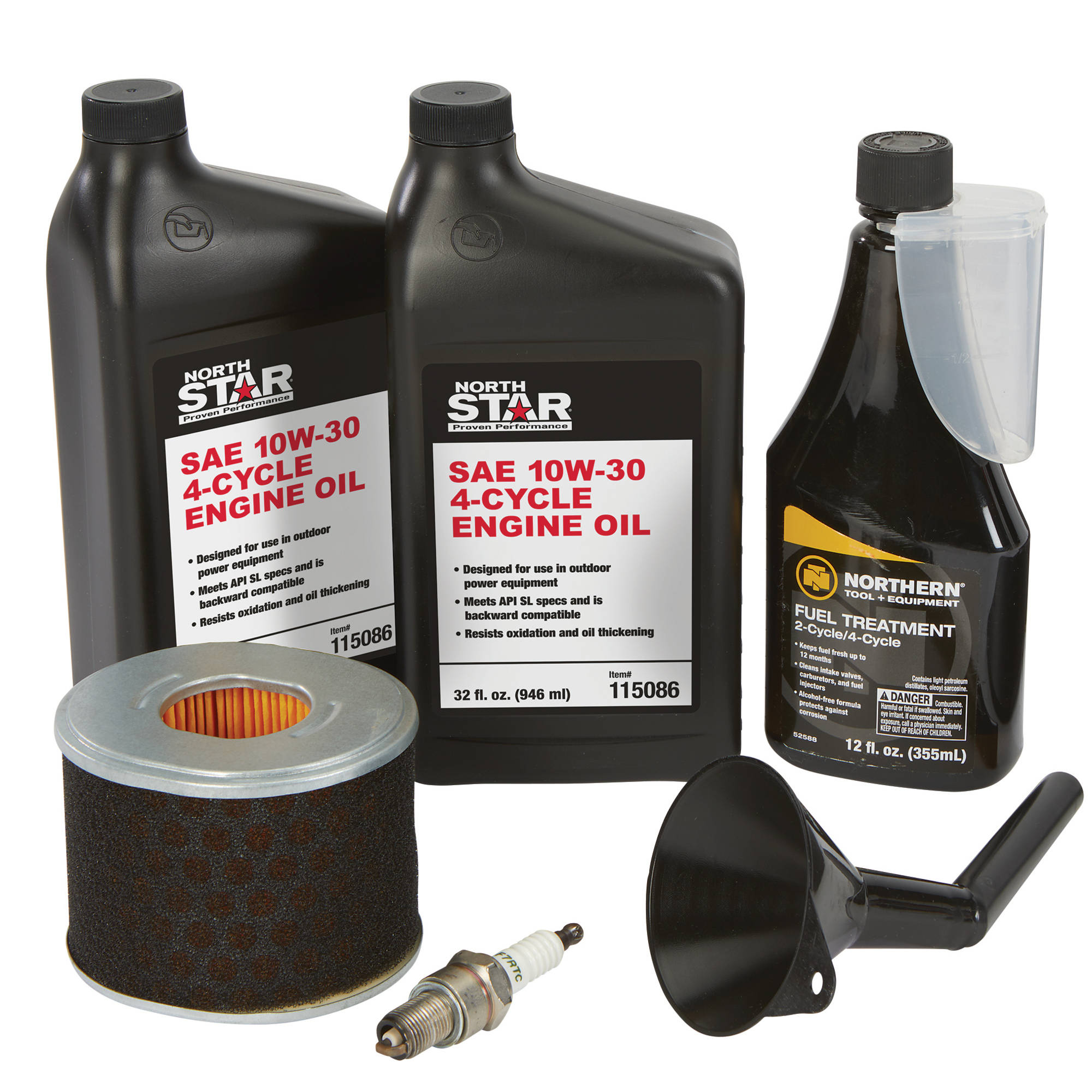 NorthStar Maintenance Kit for NorthStar 300CC Engine, 2 Qts. 10/30W Oil, 12-Oz. Fuel Additive, 1 Filter, 1 Spark Plug, Model# 805643